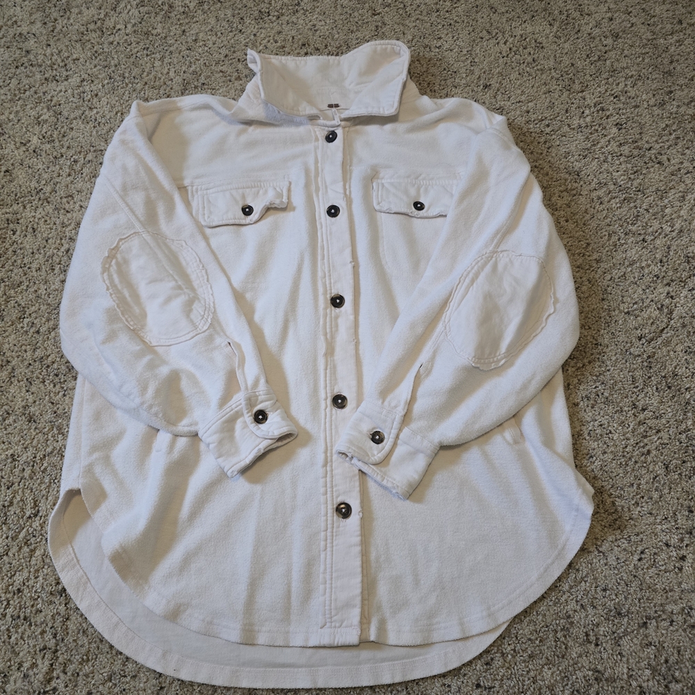 Free People Cream Knit Detail Top